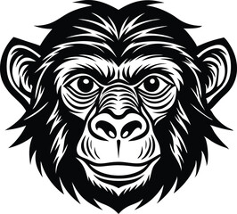 Fototapeta premium A flat monkey head line vector silhouette black 
