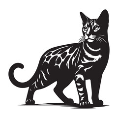 Bengal Cat Silhouette Vector Graphics, Cat vector Illustration, Pet.