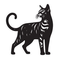 Bengal Cat Silhouette Vector Graphics, Cat vector Illustration, Pet.