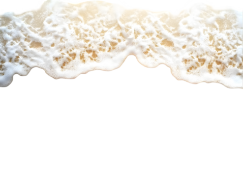 Realistic Photo of White Ocean Wave Foam Isolated on Transparent Black Background