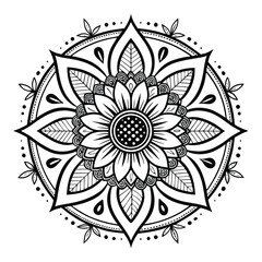 pattern in the form of a mandala. Henna tattoo mandala. Mehndi style. Decorative pattern in oriental style. Coloring book page.