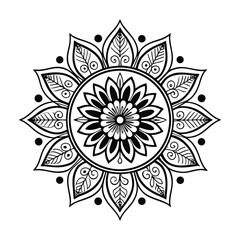 pattern in the form of a mandala. Henna tattoo mandala. Mehndi style. Decorative pattern in oriental style. Coloring book page.