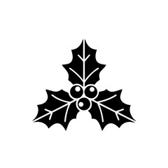 creative details Holly Leaves Icon Vector Illustration