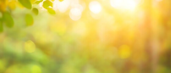 Fototapeta premium Soft focus view of sunlit leaves and branches