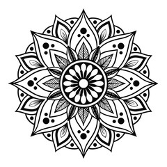pattern in the form of a mandala. Henna tattoo mandala. Mehndi style. Decorative pattern in oriental style. Coloring book page.