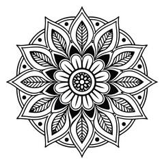 pattern in the form of a mandala. Henna tattoo mandala. Mehndi style. Decorative pattern in oriental style. Coloring book page.