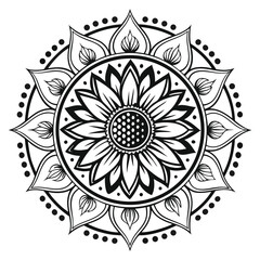 pattern in the form of a mandala. Henna tattoo mandala. Mehndi style. Decorative pattern in oriental style. Coloring book page.