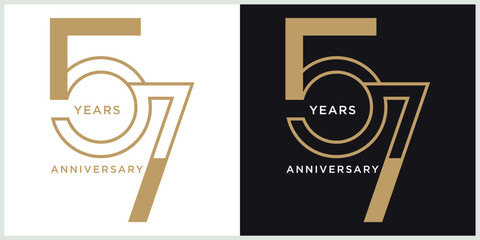anniversary 57th logotype vector with brown and white color for special celebration day