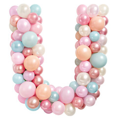 Letter U Made of Balloons Isolated on White