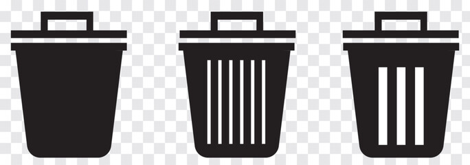 Trash icon vector. Trash can icon. Delete icon vector. set of delete trash bin garbage icon vector design isolated background.