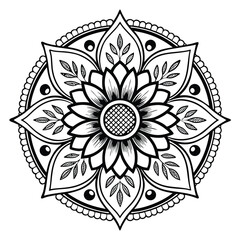 pattern in the form of a mandala. Henna tattoo mandala. Mehndi style. Decorative pattern in oriental style. Coloring book page.