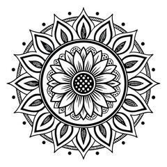 pattern in the form of a mandala. Henna tattoo mandala. Mehndi style. Decorative pattern in oriental style. Coloring book page.