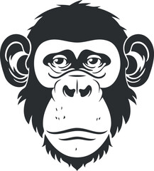 Obraz premium Stylized illustration of a monkey face in black and white design suitable for various creative projects.