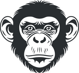 Obraz premium Stylized illustration of a chimpanzee face featuring distinct facial features and expression