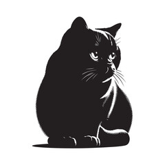 British shorthair cat silhouette vector art.