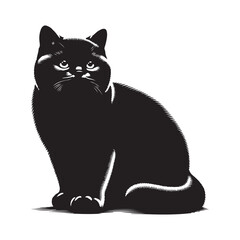 British shorthair cat silhouette vector art.