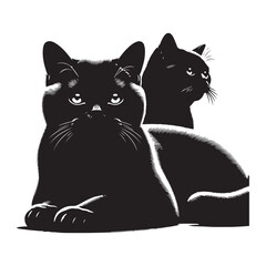 British shorthair cat silhouette vector art.