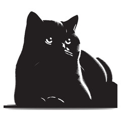 British shorthair cat silhouette vector art.