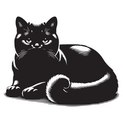 British shorthair cat silhouette vector art.