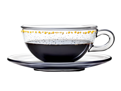 Transparent Coffee Cup With Black Coffee Drink on White Saucer Illustration