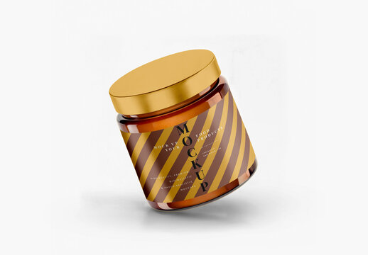 Amber Glass Jar Mockup