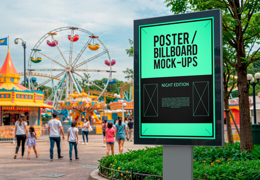 Billboard Mockup in Theme Park