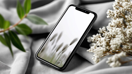 Smartphone Design Mockup with Clean Blank Screen, JPG High-Resolution Image for Personalization. smartphone mockup, editable design, customizable, blank screen, JPG, high-quality, mockup template,