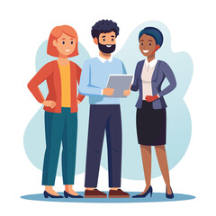 three-diverse-business-partners-standing-and-discus vector image  on white background