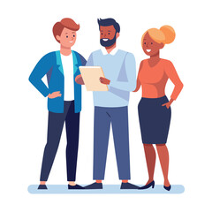 three-diverse-business-partners-standing-and-discus vector image  on white background