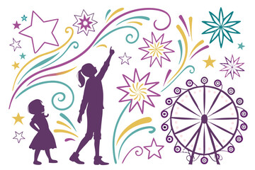 Burst lines, and sparkle star icon vector illustration. Perfect for design