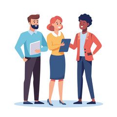 three-diverse-business-partners-standing-and-discus vector image  on white background