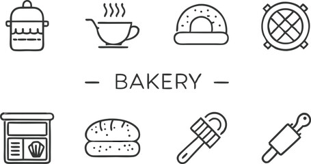 Bakery Shop Icons Bread, Pastry, Tools, and Utensils