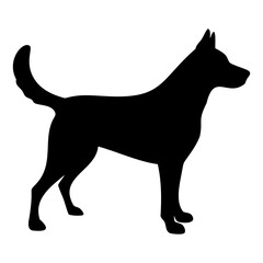 Simple and Bold Dog Vector Silhouette in Black on Transparent Background PNG
