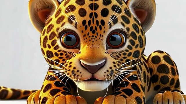 3D cartoon leopard on a white background