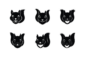 squirrel head puffy cheeks vector art silhouette