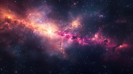 Fototapeta premium Vibrant Cosmic Clouds in Deep Space with Stars and Galaxies Shining Brightly