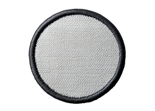 Isolated rounded embroidered patch mockup with clear circular stitches on a blank white background, awaiting custom icon or logo design, ideal for branding and apparel.