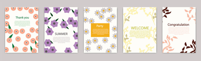 Naklejka premium Elegant floral templates for wedding invitation cards, welcome, congratulations for party poster, vector illustration design background