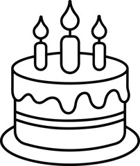 Birthday Cake Outline Icon Line Art Drawing Vector | Celebration, Party & Dessert Illustration