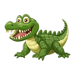 Obraz premium Happy playful crocodile cartoon illustration joyful green reptile