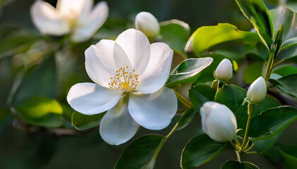 Obraz premium soft petals unfolding amidst lush green foliage summer blooming