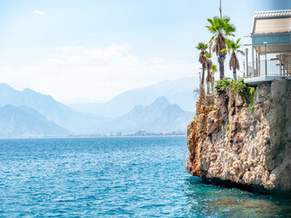 Tropical island in the sea. Antalya, Turkey.