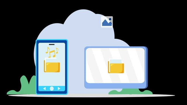 File transfer 2d animation video 