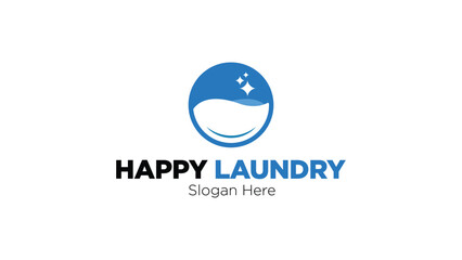 Happy Laundry Logo Design – Clean and Modern Laundry Service Branding Template