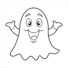 Silly Ghost Fun Coloring Page for Kids