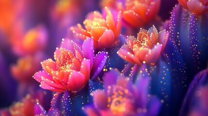Fototapeta premium Bright petal cactus bloom surreal garden color fantasy elegance nature art glowing texture picture