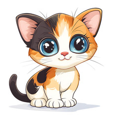 Obraz premium Charming Cat and Kitten Portraits on White Background – Cute Feline Photography Collection