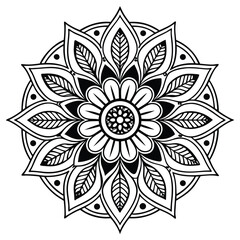 pattern in the form of a mandala. Henna tattoo mandala. Mehndi style. Decorative pattern in oriental style. Coloring book page.