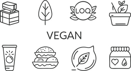 Vegan Lifestyle Icons PlantBased Products, Food, and Nature