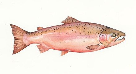 Whole pink salmon illustration food photography